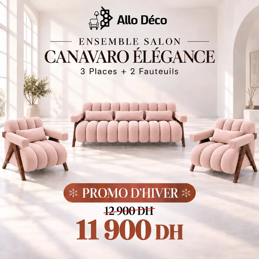 Ensemble Salon CANAVARO Élégance – 3 Places + 2 Fauteuils
