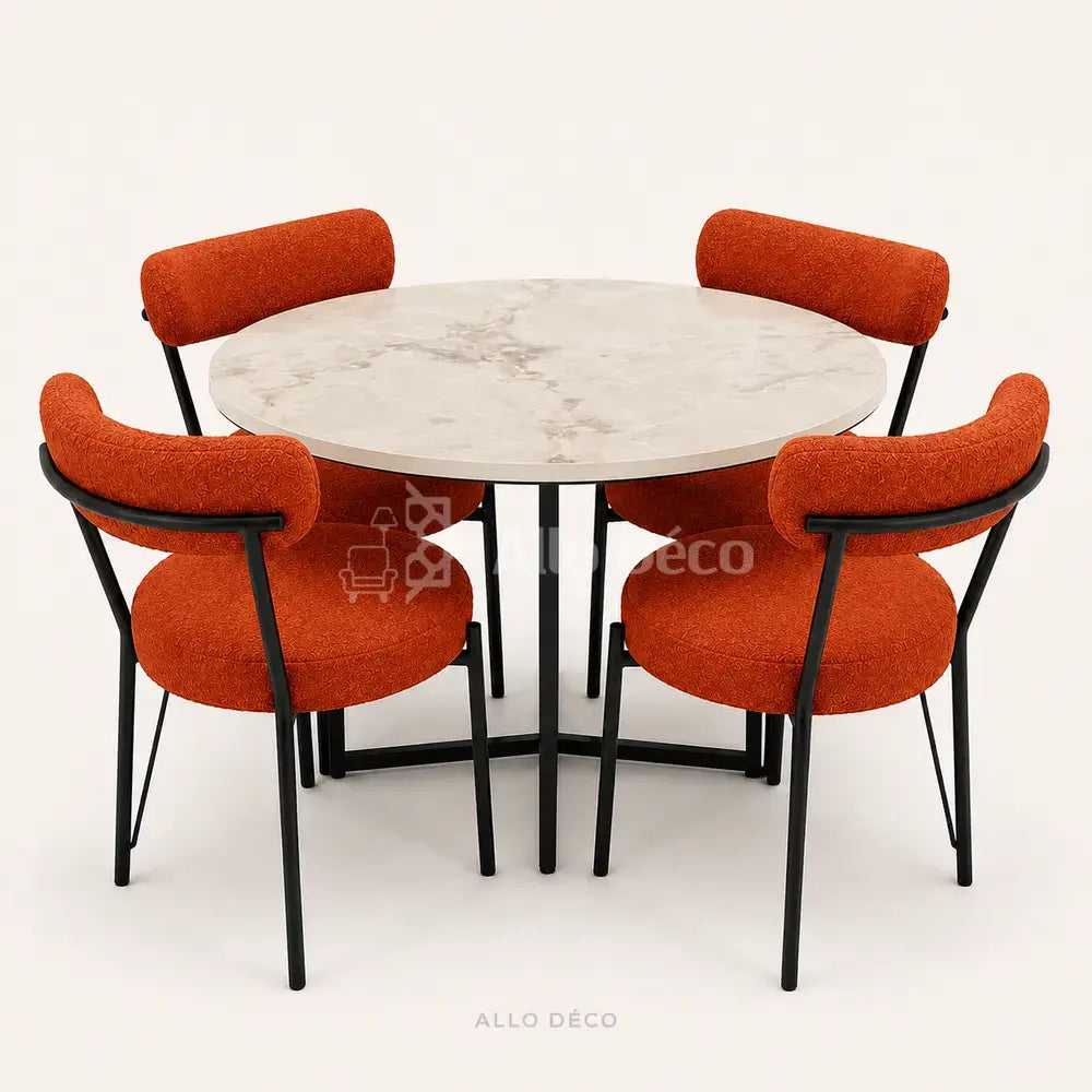 Pack Salle à Manger SEBAGO Allodeco – Table Ø100 + 4 Chaises