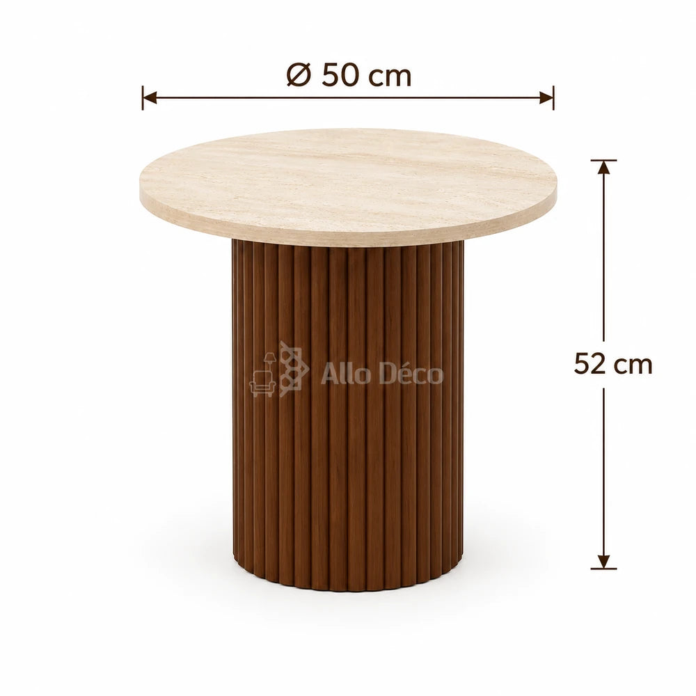 Table d’appoint BARDAGE Allodeco – Effet travertin Ø50 cm