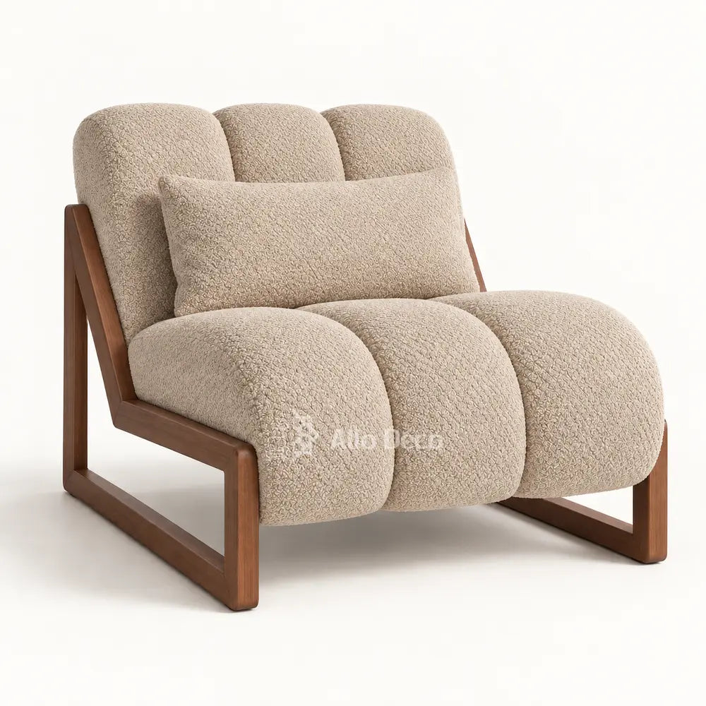 Fauteuil PIANO Allodeco – Bouclette & Bois Massif