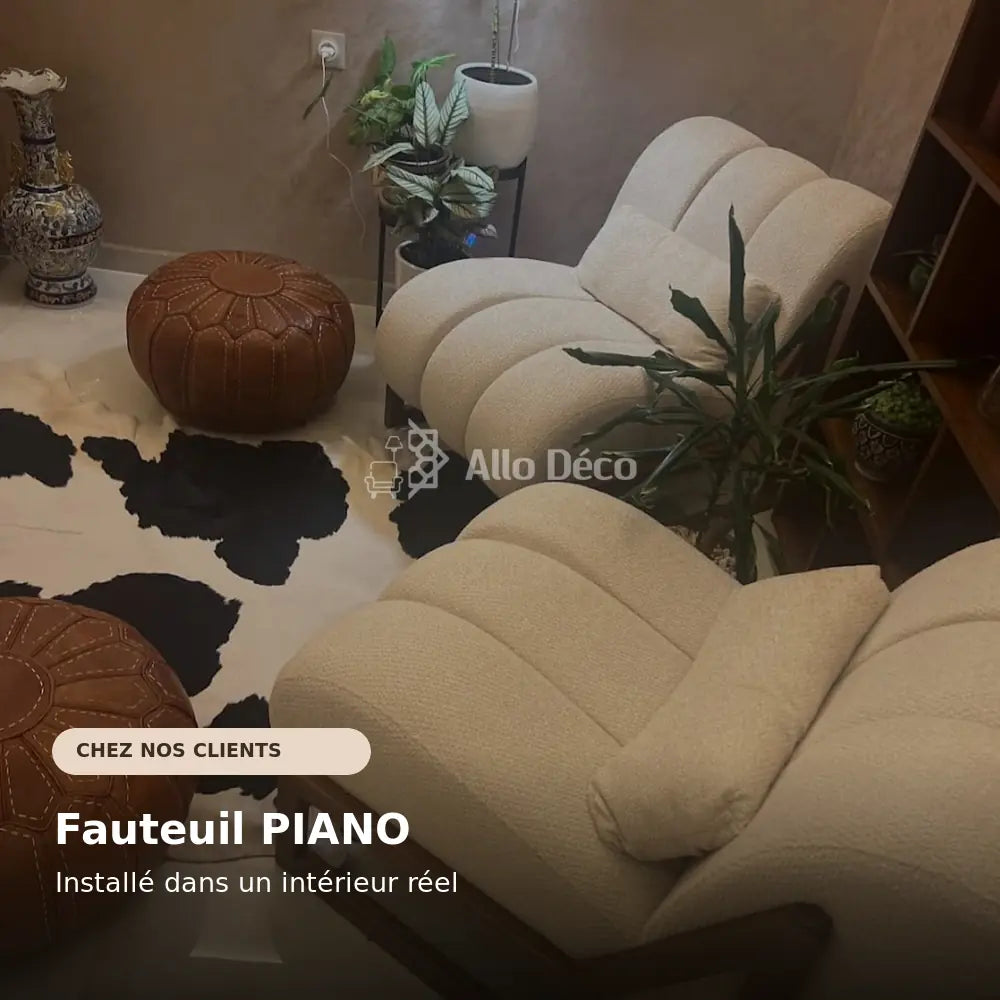 Fauteuil PIANO Allodeco – Bouclette & Bois Massif
