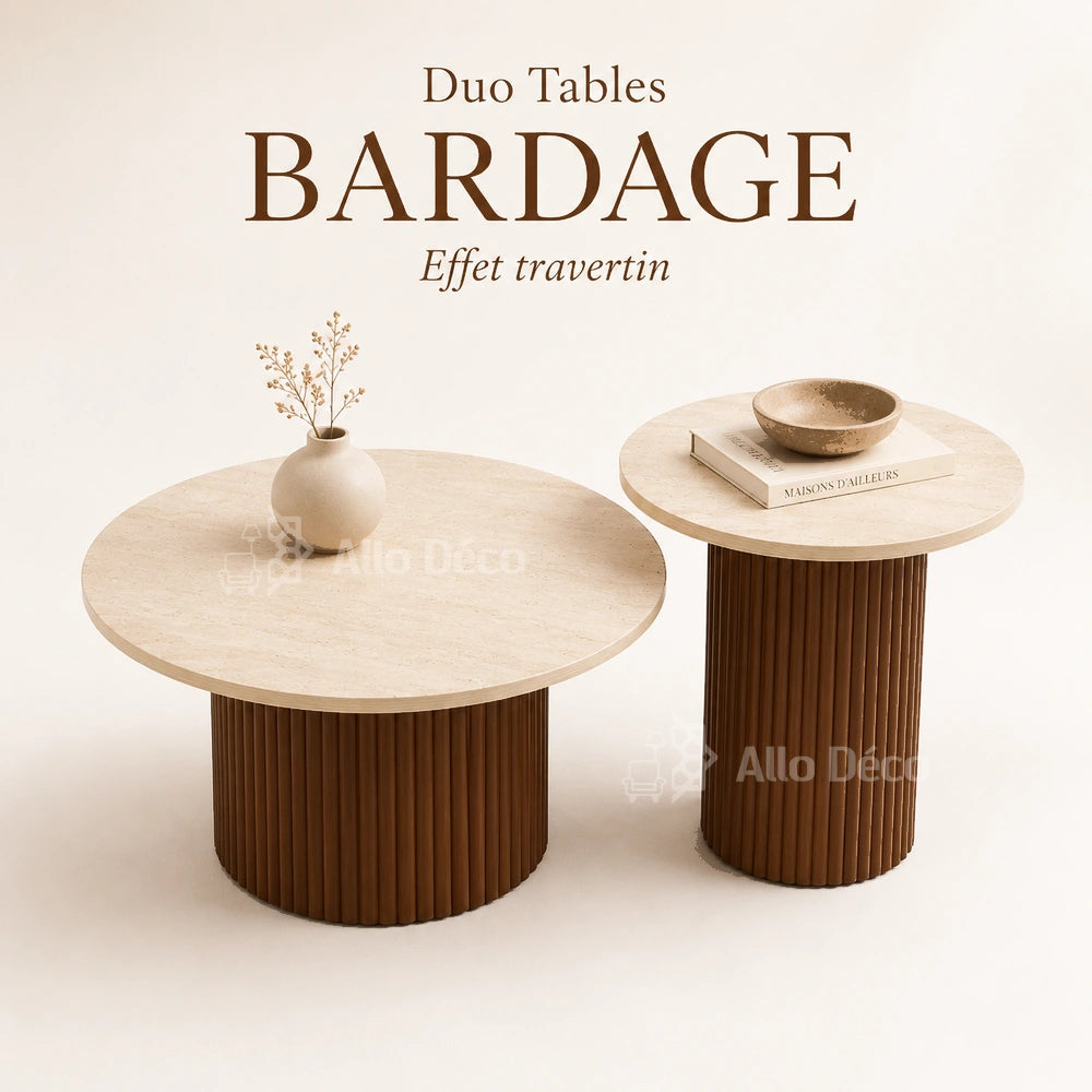 Duo Tables Basses Bardage Allodeco – Bois & Effet Travertin