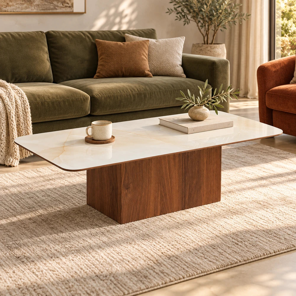Table Basse Céramique VARENZA 120 Allodeco – Finition Noyer