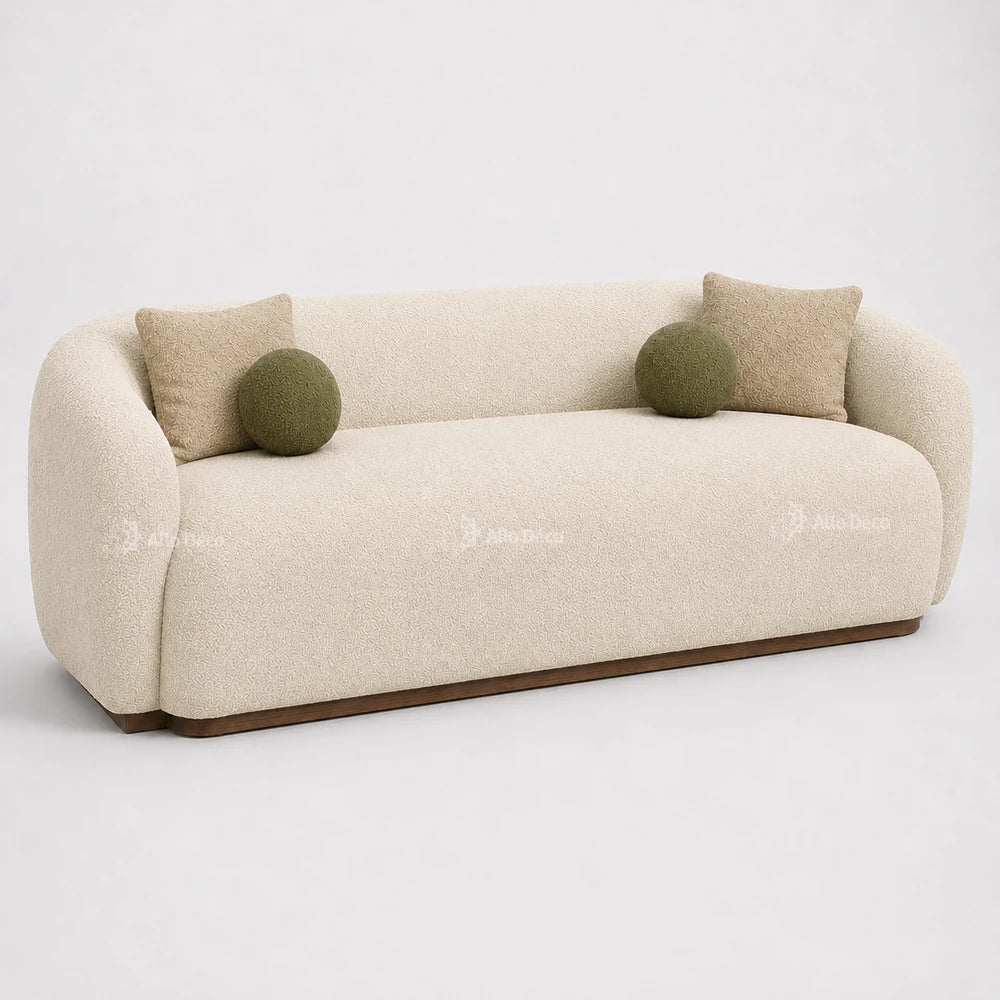 Canapé Milano Allodeco – 3 Places en Bouclette, Confort Premium & Design Sculptural