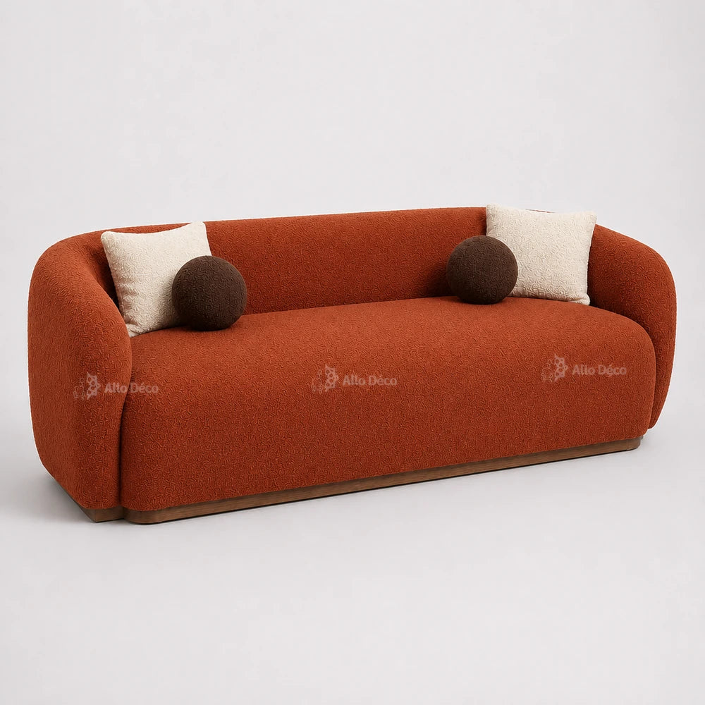 Canapé Milano Allodeco – 3 Places en Bouclette, Confort Premium & Design Sculptural