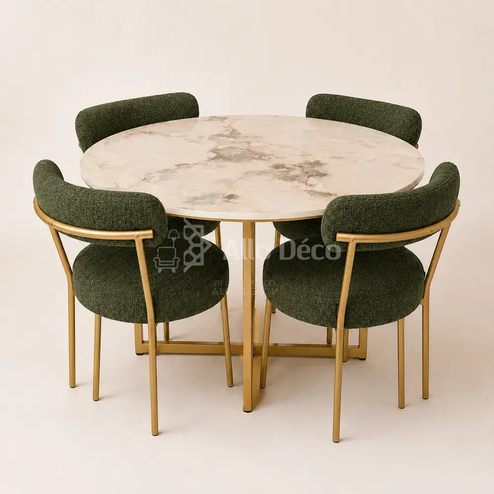 Pack Salle à Manger SEBAGO Allodeco – Table Ø100 + 4 Chaises