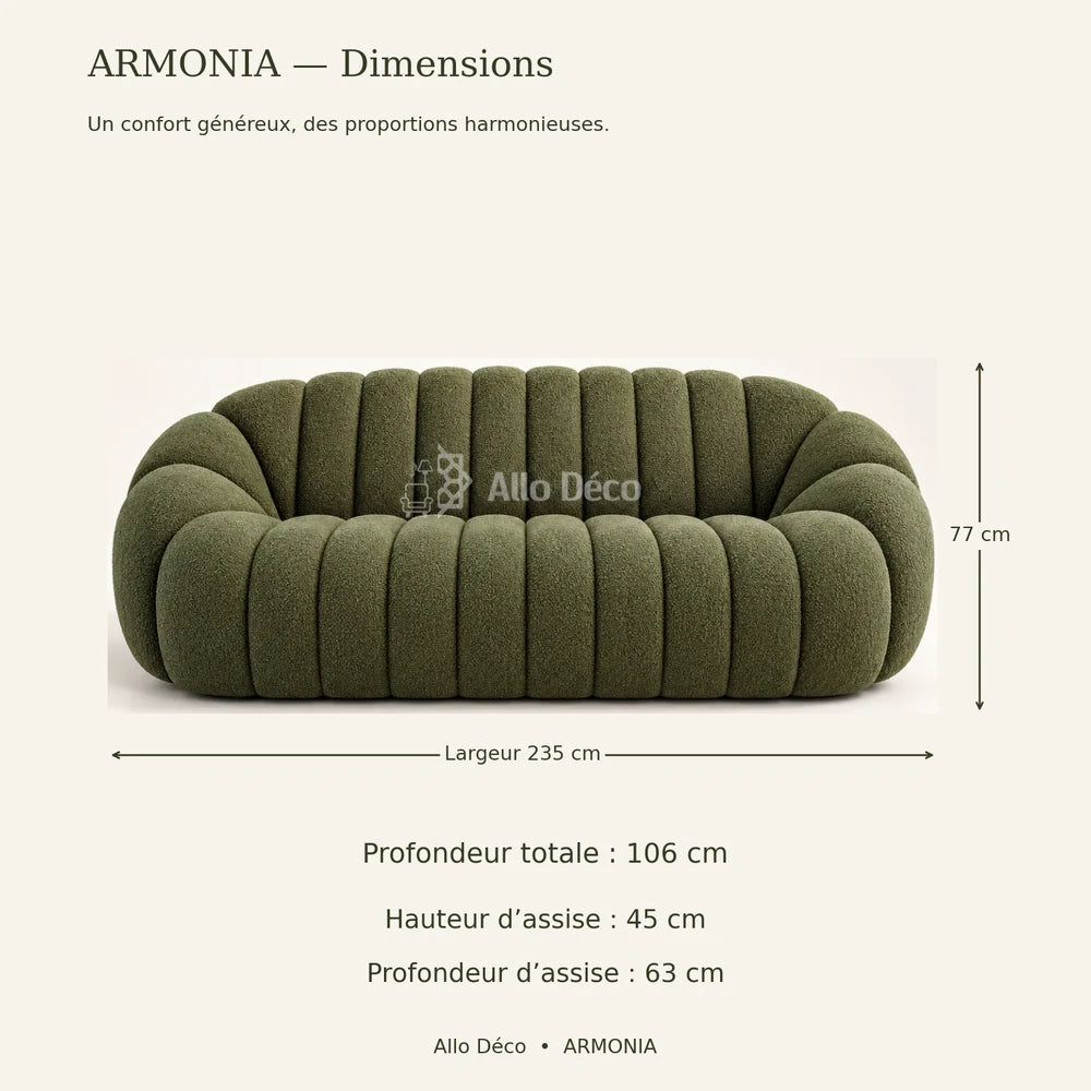Sofa ARMONIA Allodeco – Élégance généreuse & confort premium