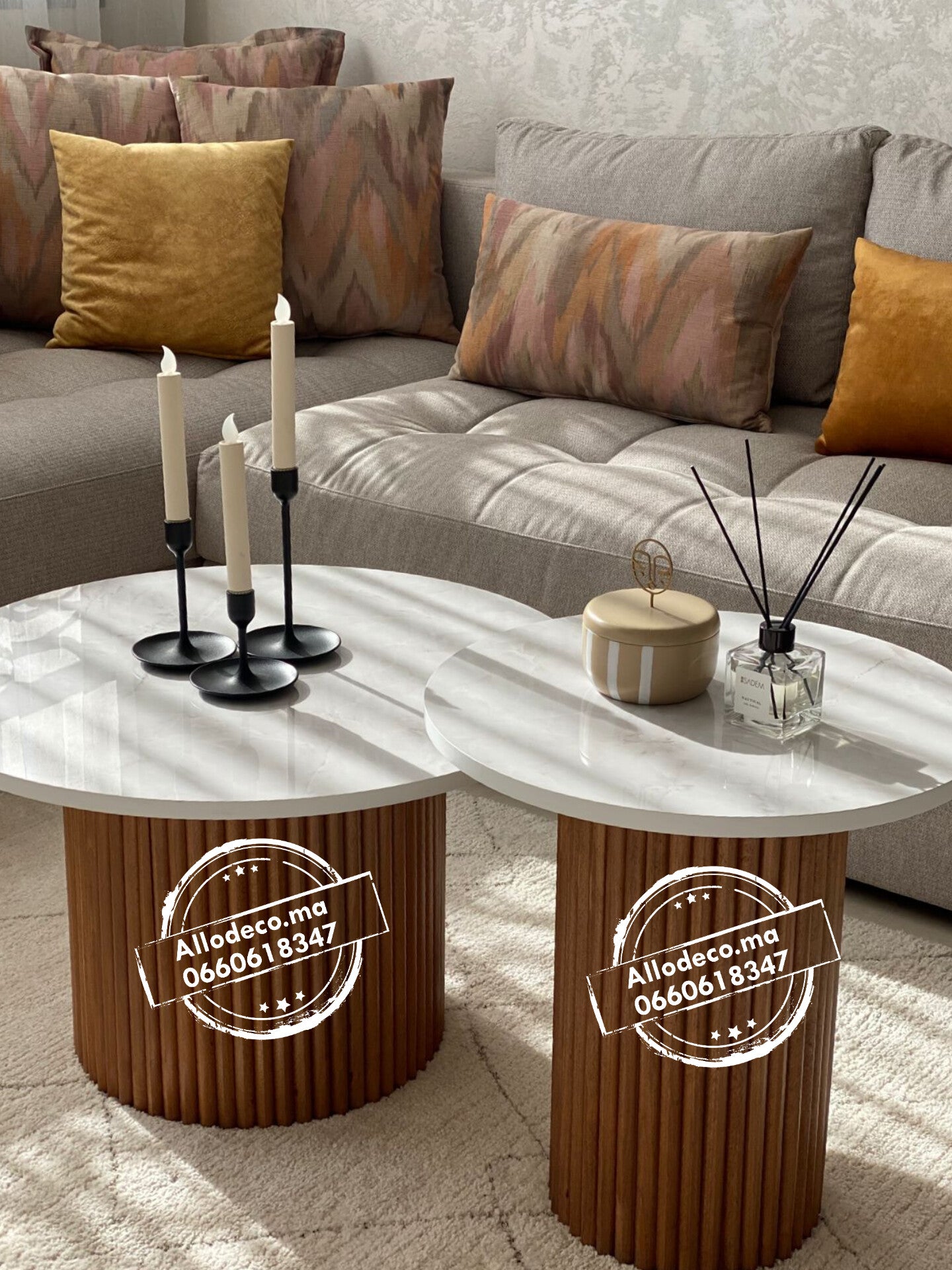 2 Tables basses Nardo Noyer ou Chêne - DUO TABLES BASSES MAROC BARDAGE BOIS