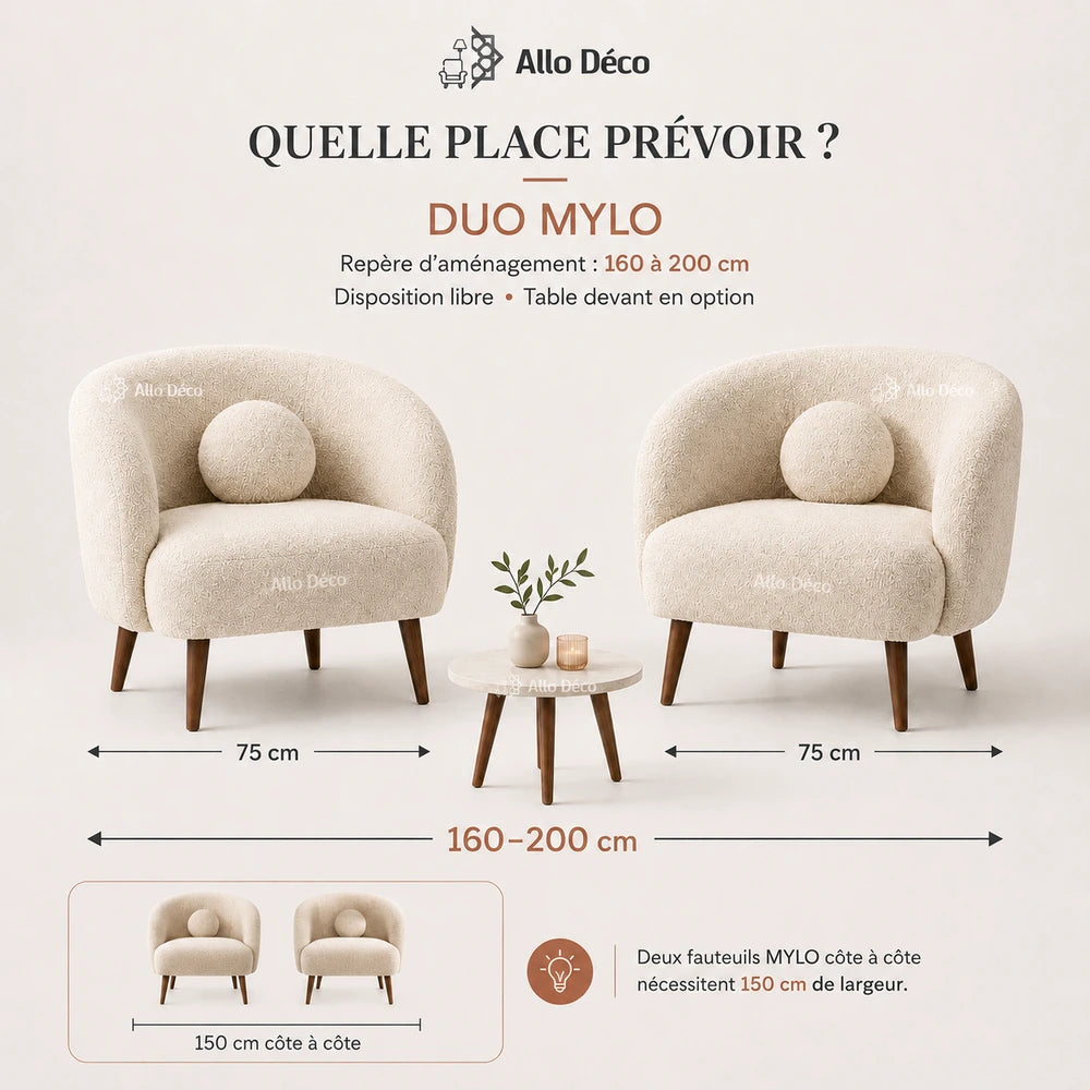 Pack 2 Fauteuils MYLO Allodeco – Design Moderne & Confort