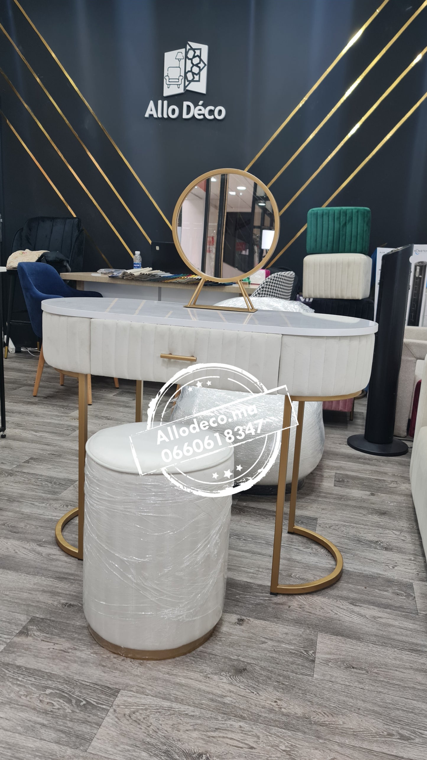 Pack Coiffeuse + Tabouret + Miroir Maroc