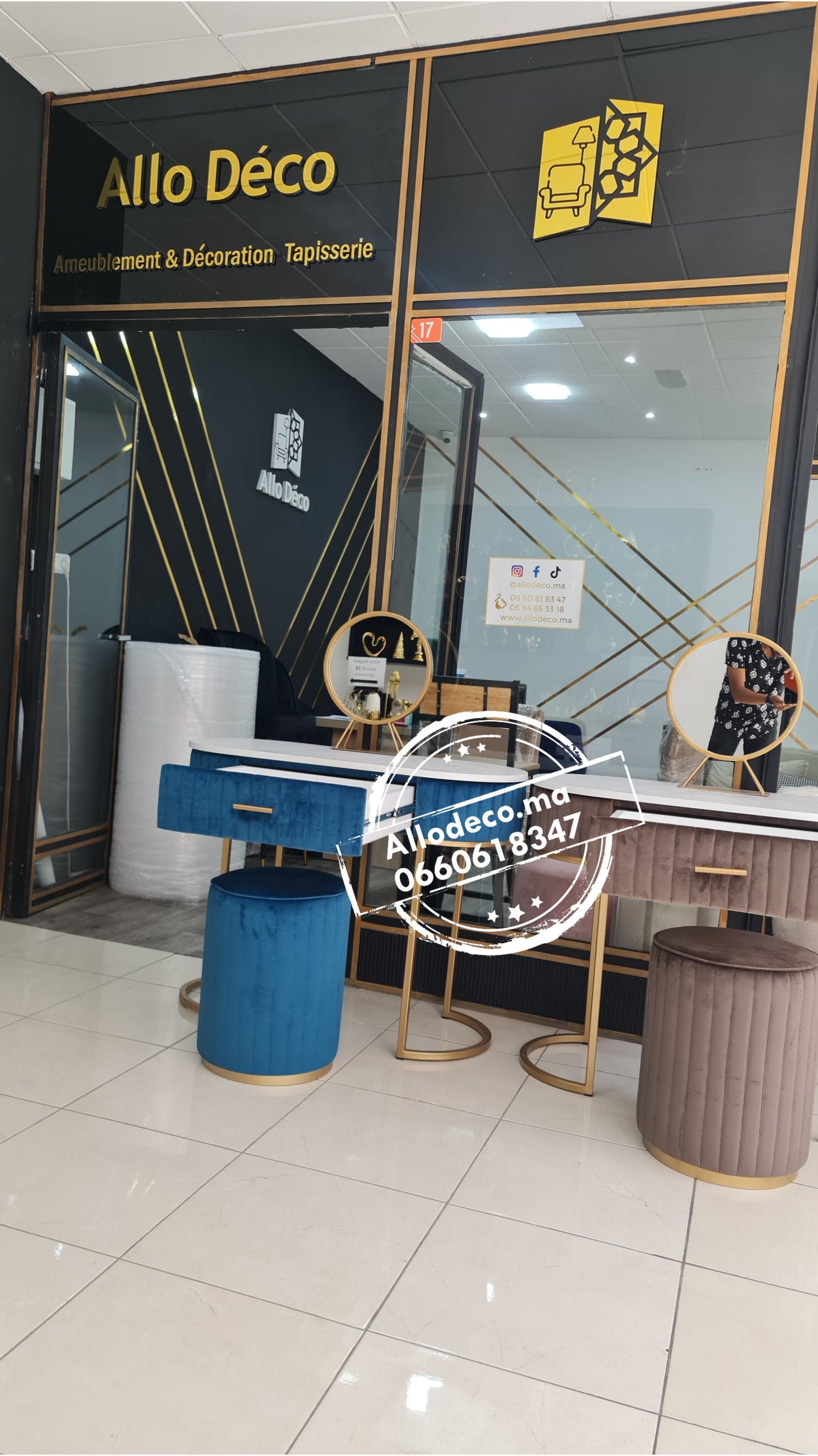 Pack Coiffeuse + Tabouret + Miroir Maroc