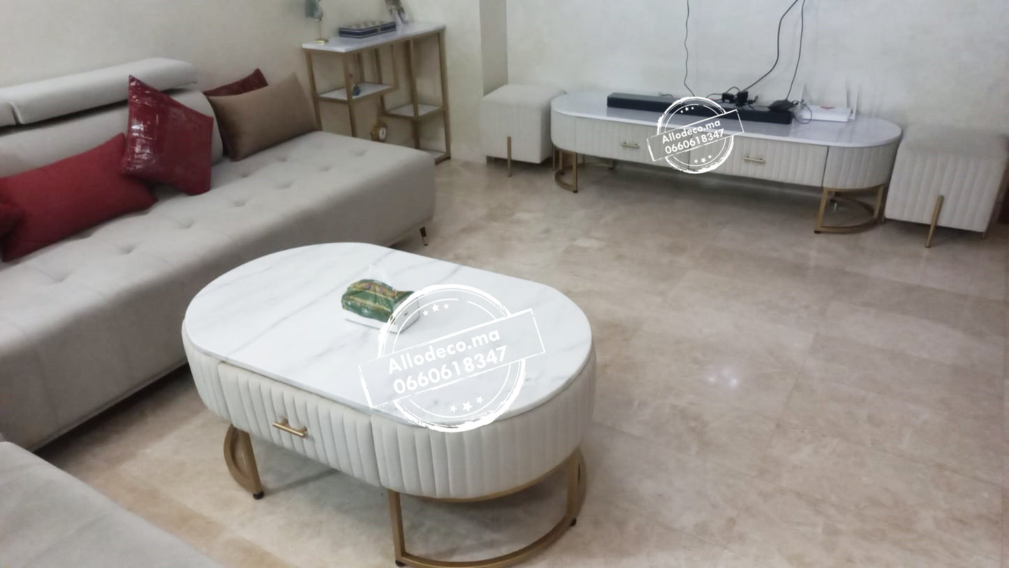 Pack Meuble tv + Table Basse effect marbre
