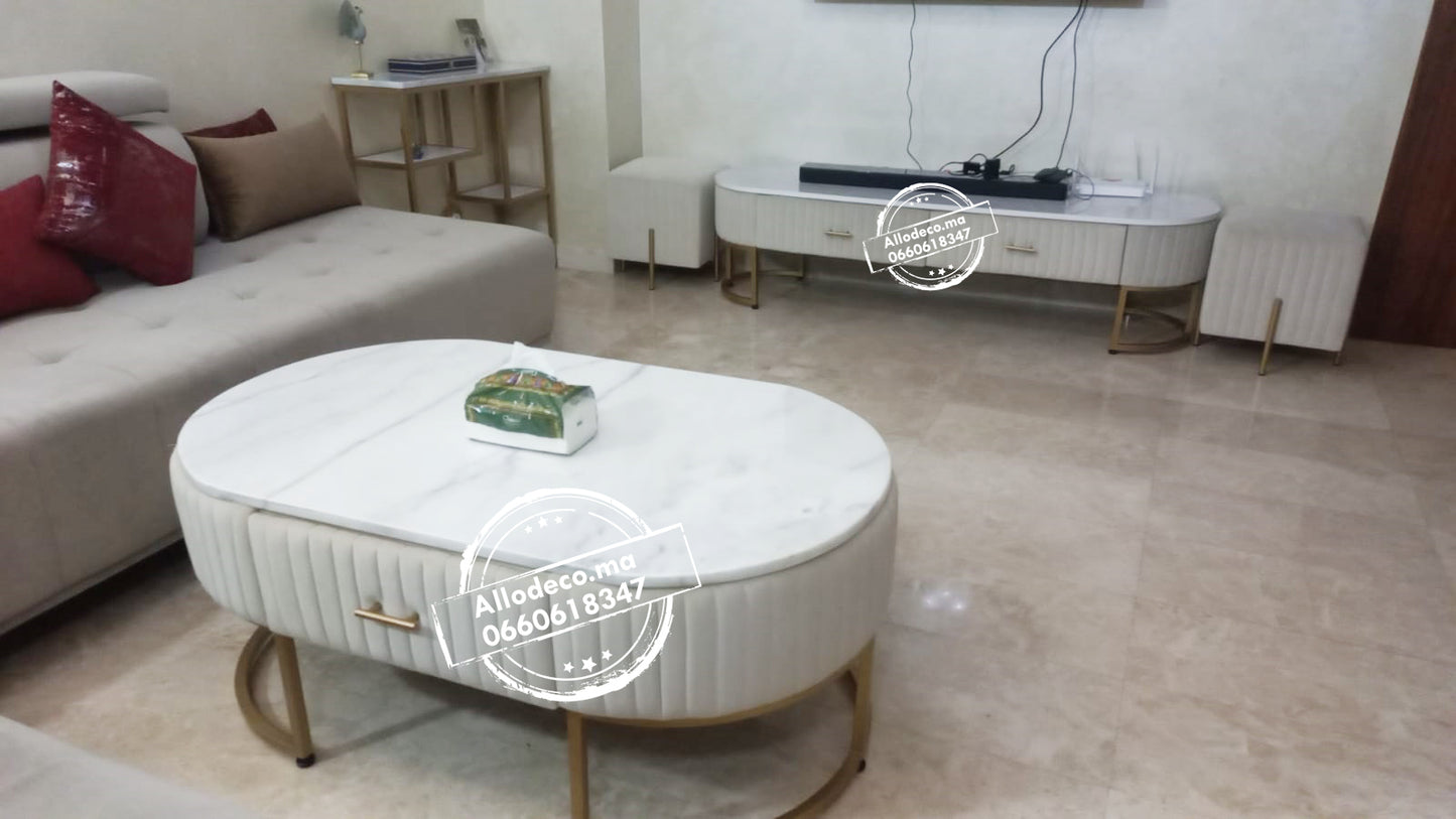 Pack Meuble tv + Table Basse effect marbre