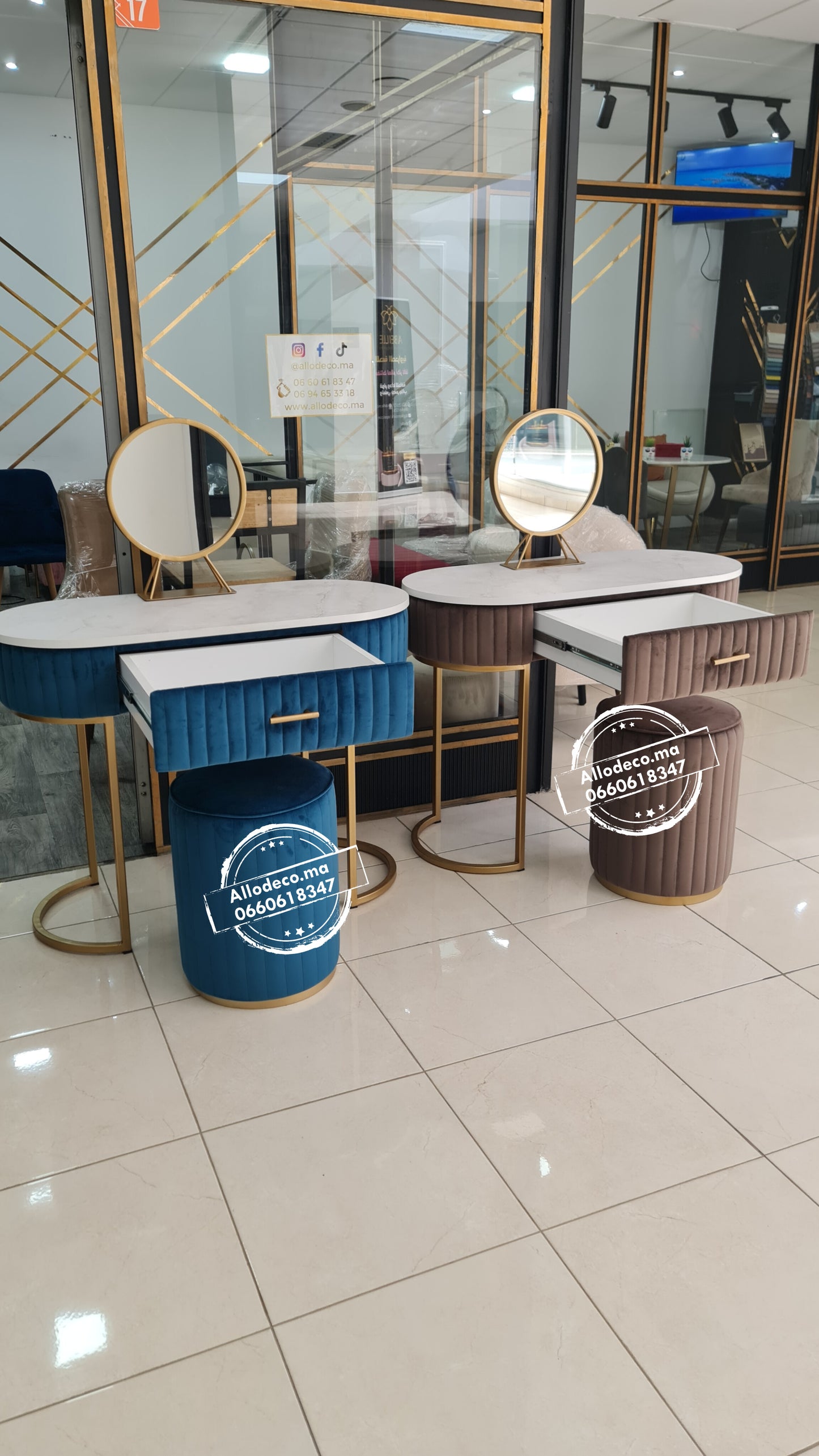Pack Coiffeuse + Tabouret + Miroir Maroc