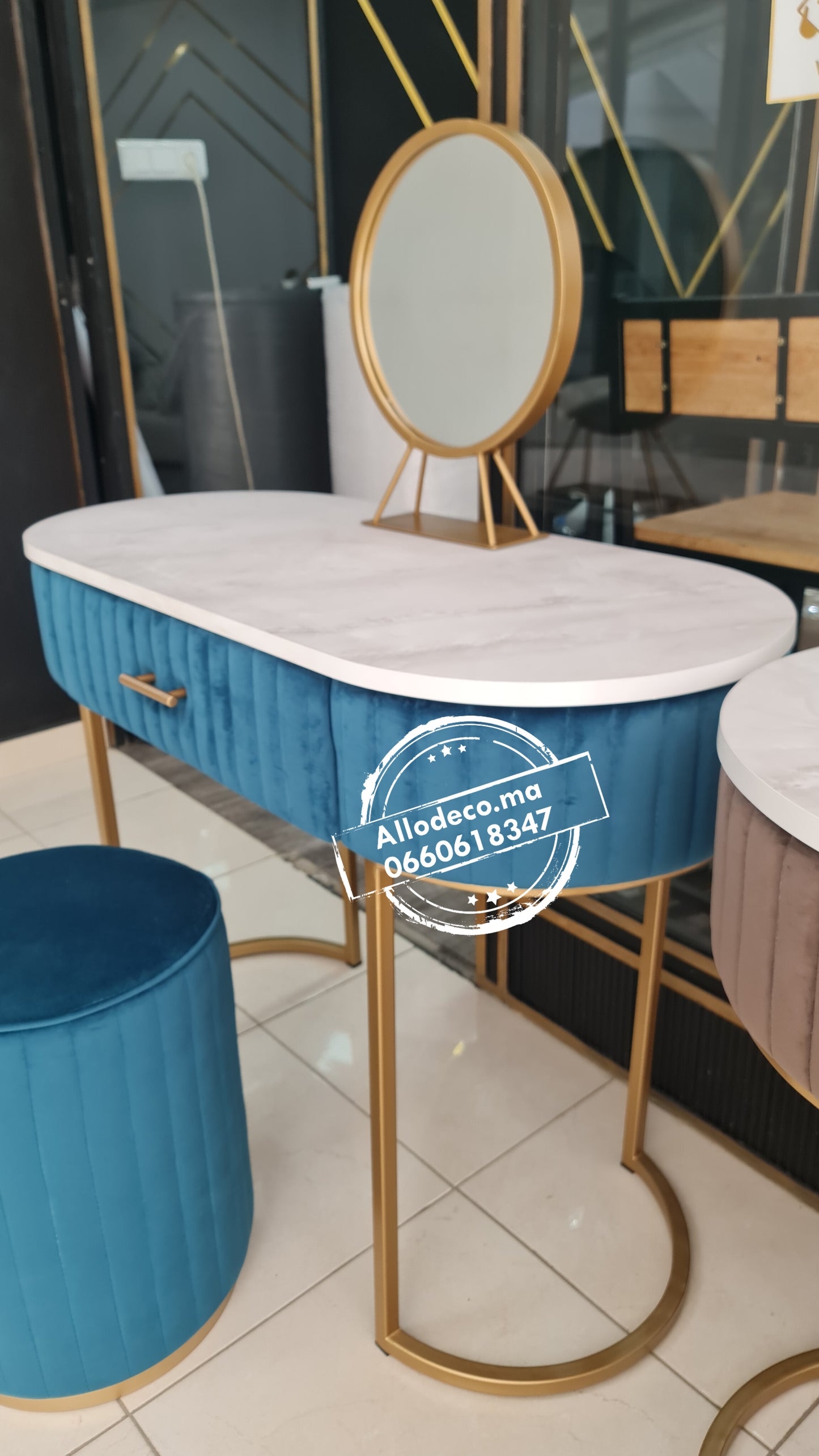 Pack Coiffeuse + Tabouret + Miroir Maroc