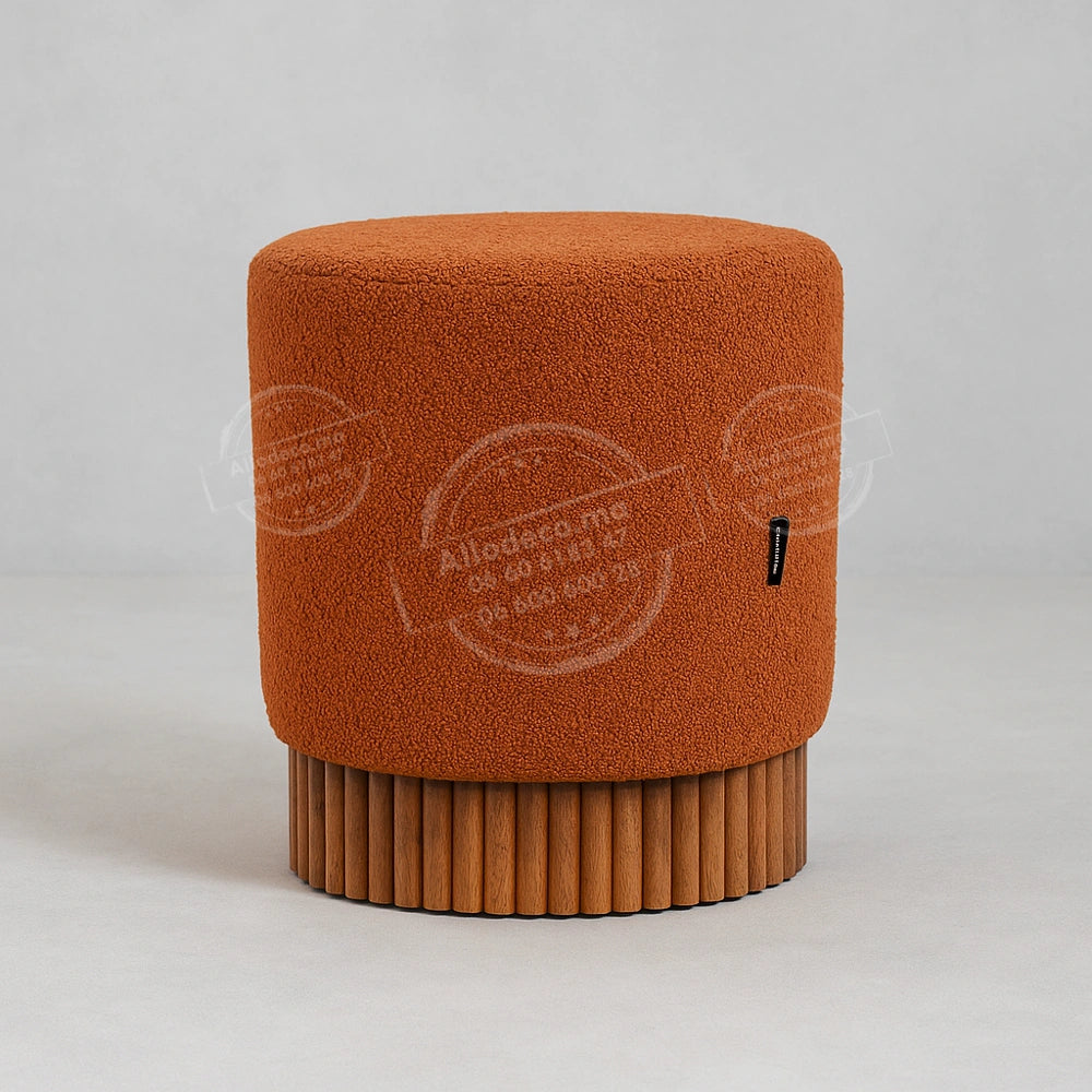 Pouf Bardage Bois – Design moderne en tissu bouclette, velour anti-tache
