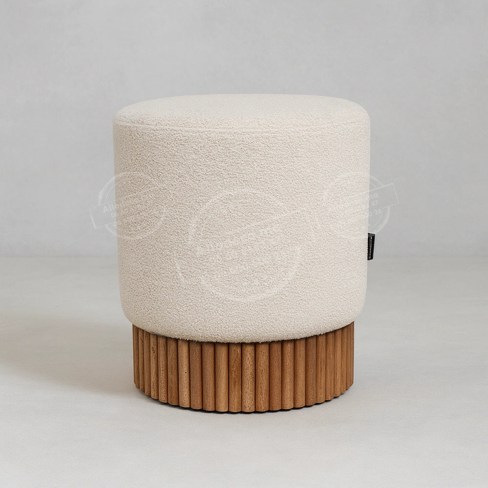 Pouf Bardage Bois – Design moderne en tissu bouclette, velour anti-tache