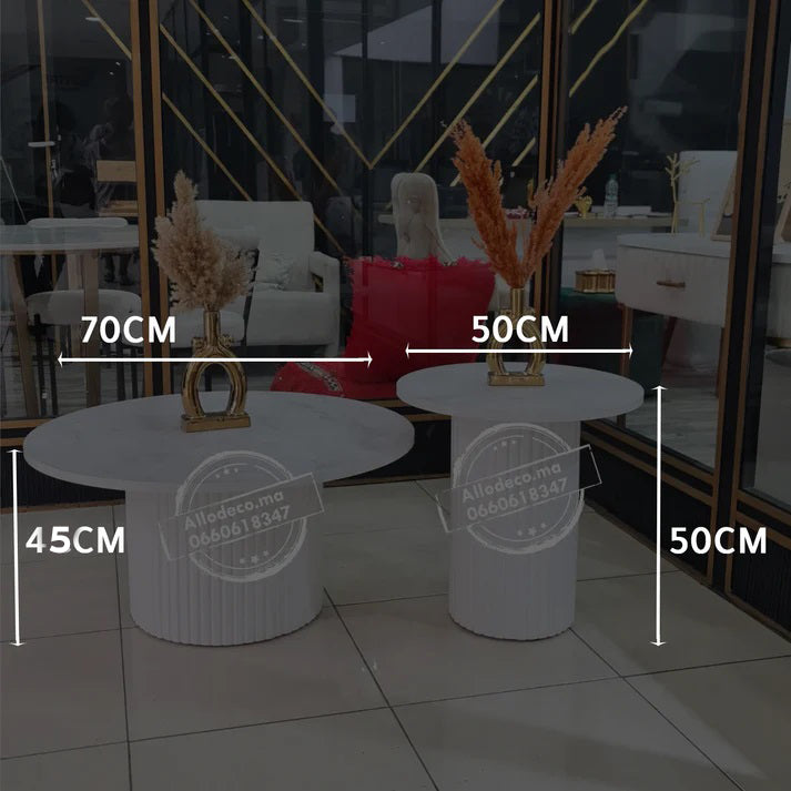 2 tables basses bardage Nardo Blanc - DUO TABLES BASSES MAROC BARDAGE BOIS
