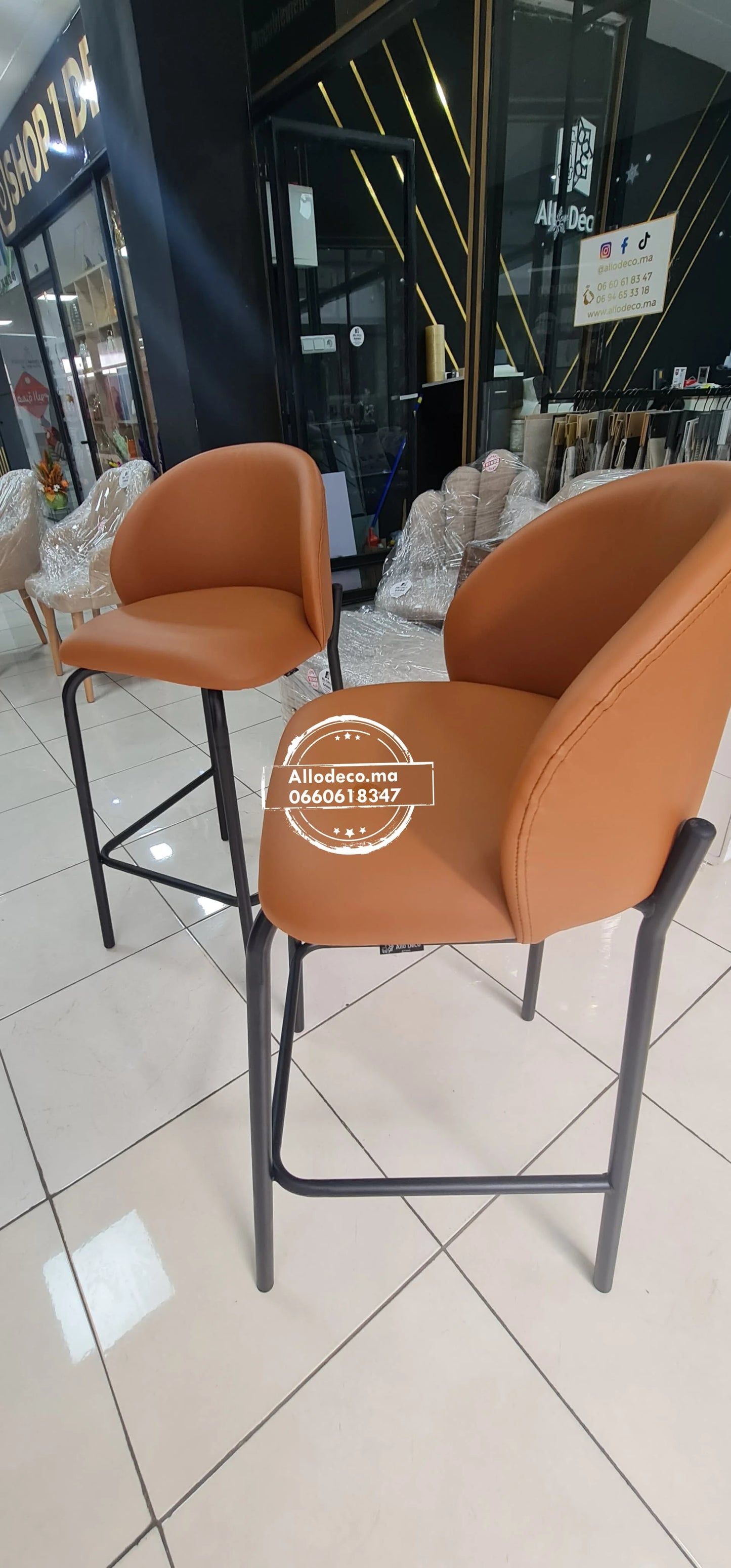 Chaise Bar TUSSMAN Simili cuir - Tabouret Bar Maroc