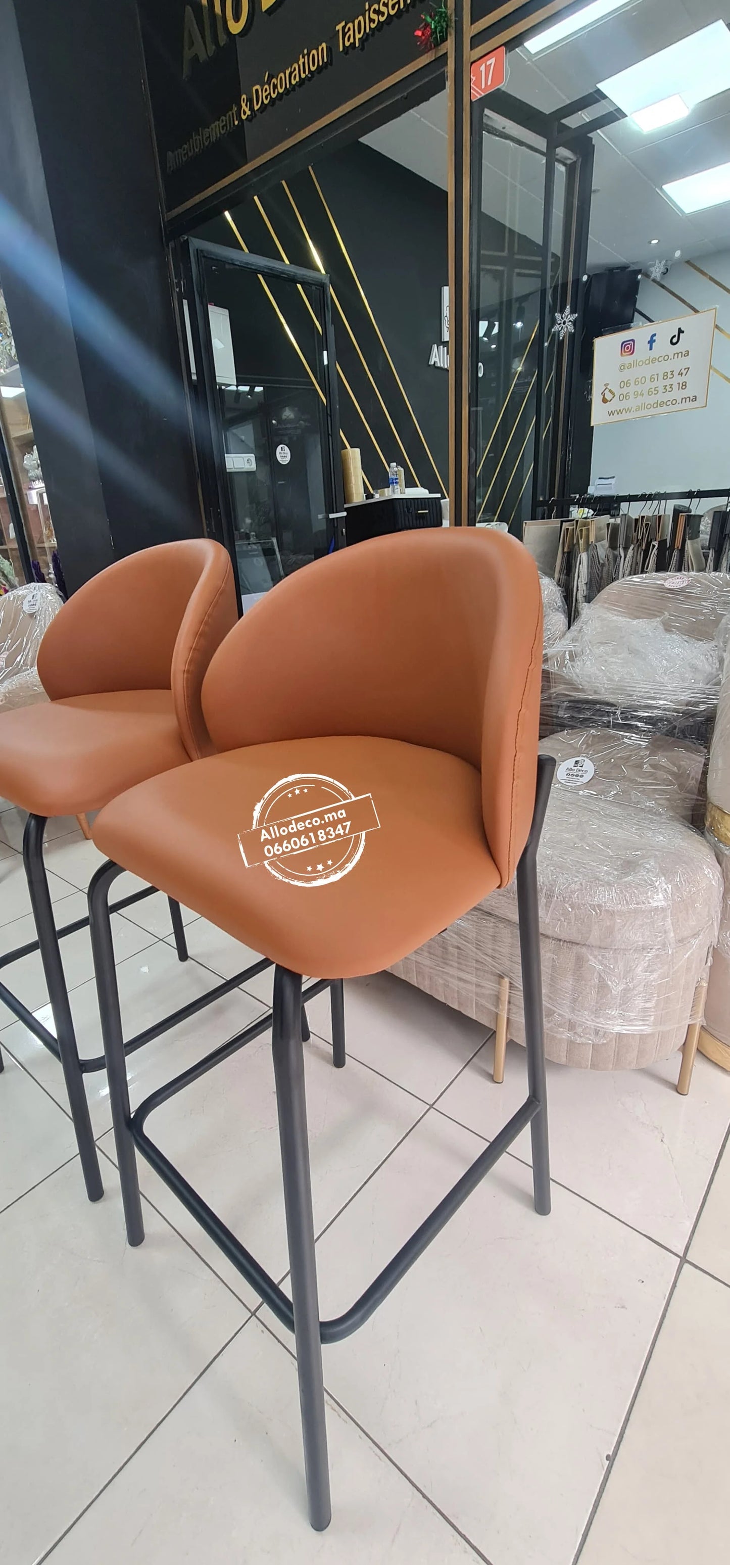 Chaise Bar TUSSMAN Simili cuir - Tabouret Bar Maroc