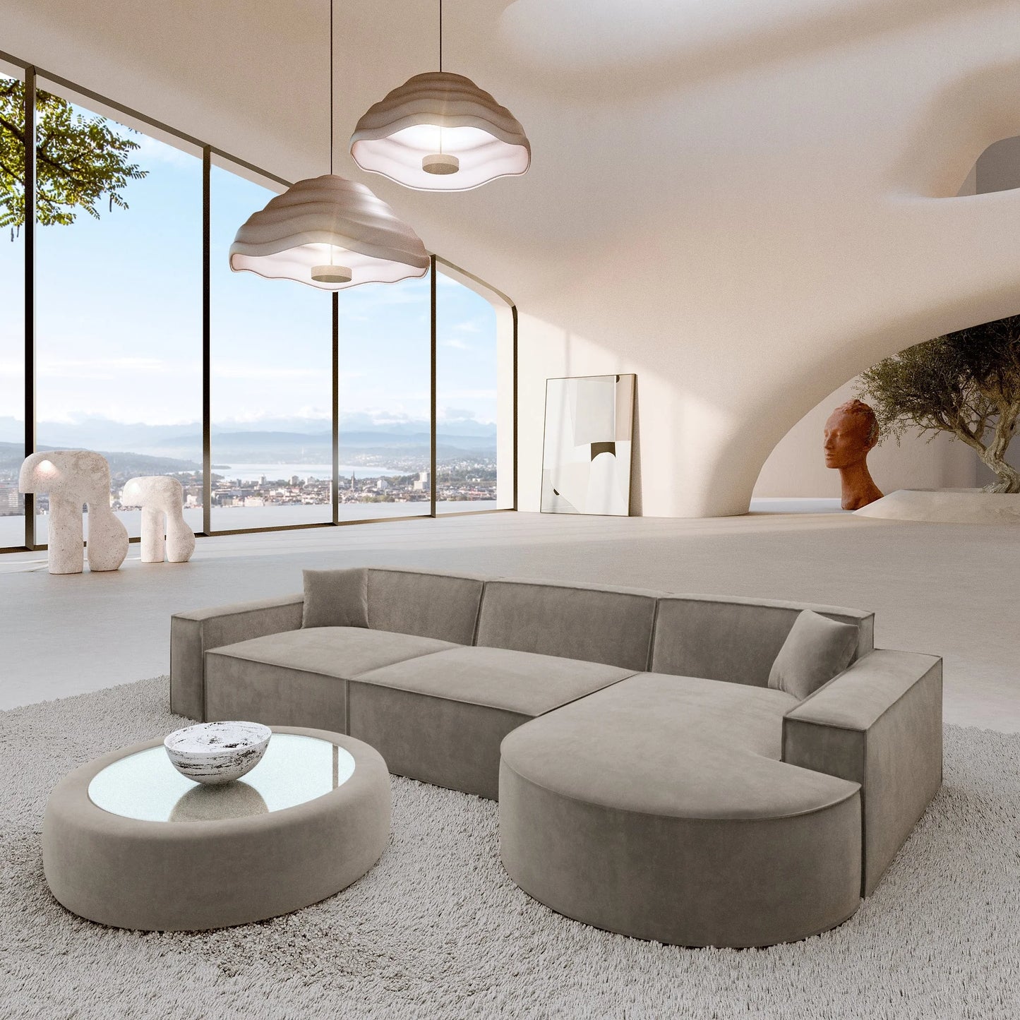 Canapé d’angle VERRANO Forme L – Courbes élégantes & confort absolu