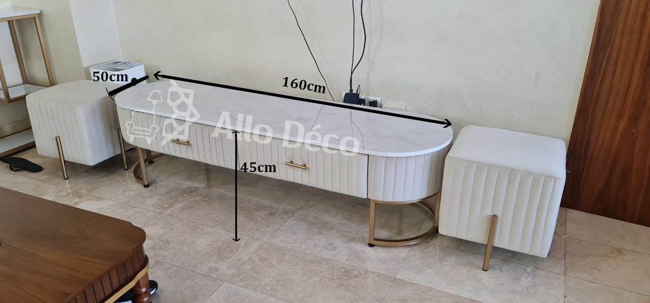 Pack Meuble tv + Table Basse effect marbre
