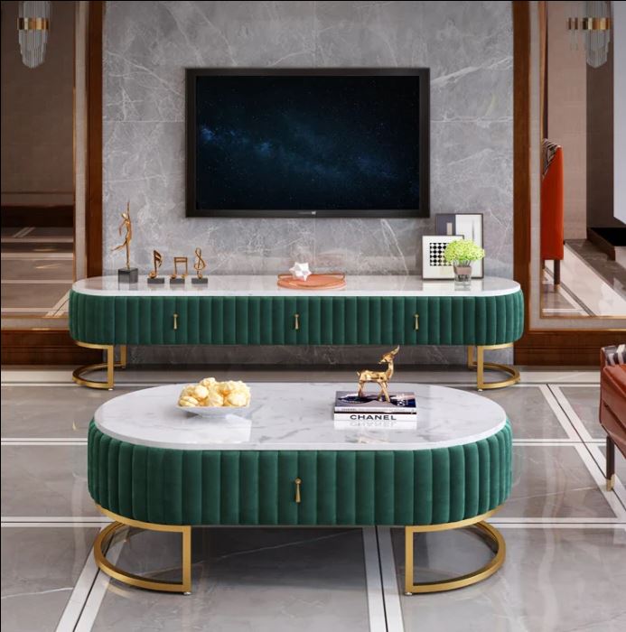 Pack Meuble tv + Table Basse effect marbre
