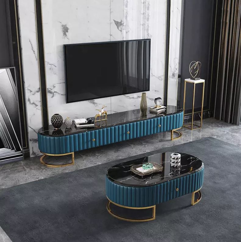 Pack Meuble tv + Table Basse effect marbre