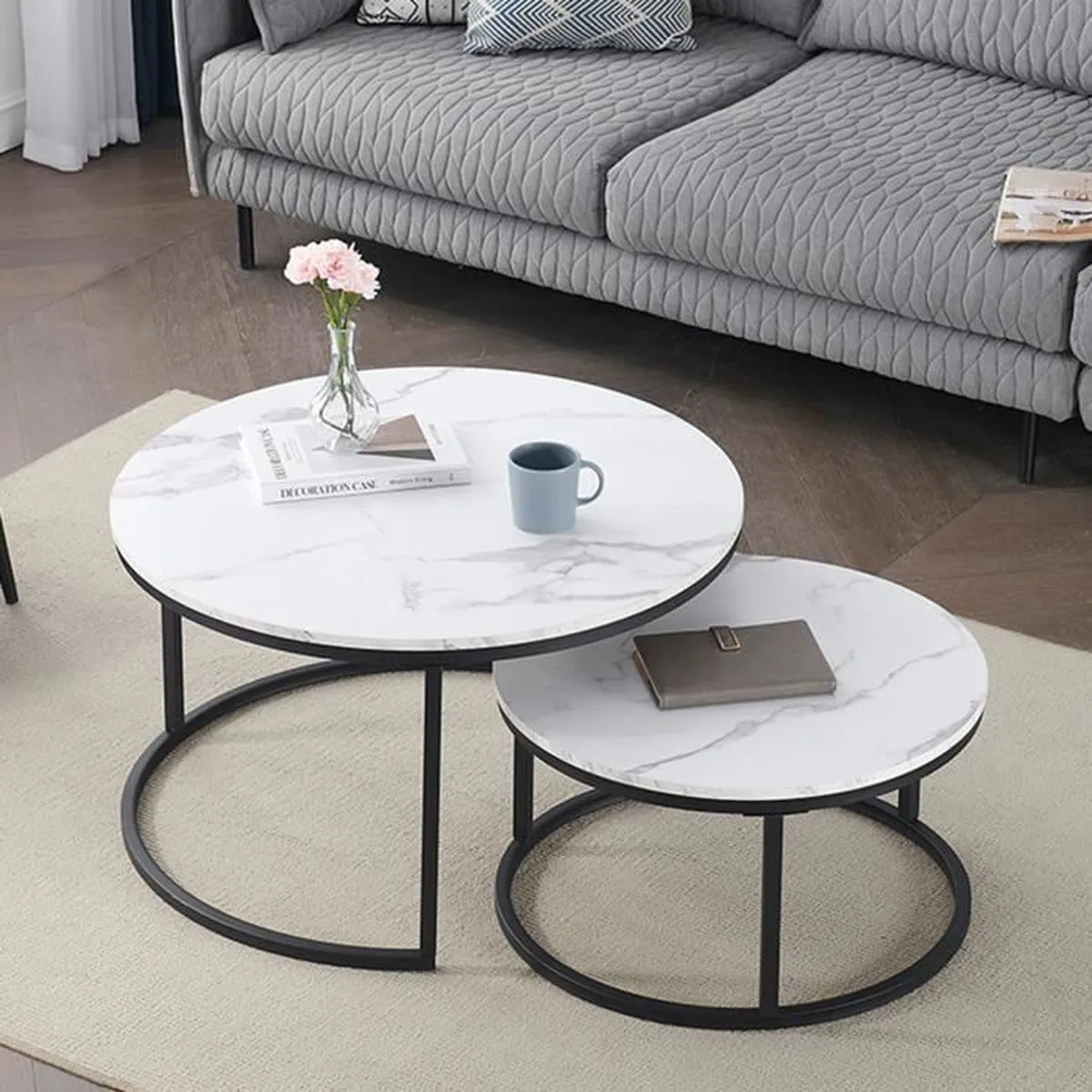 Tables basses en métal et bois effet marbre – Élégance et fonctionnalité Tables gigognes modernes