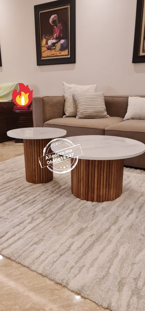 2 Tables basses Nardo Noyer ou Chêne - DUO TABLES BASSES MAROC BARDAGE BOIS