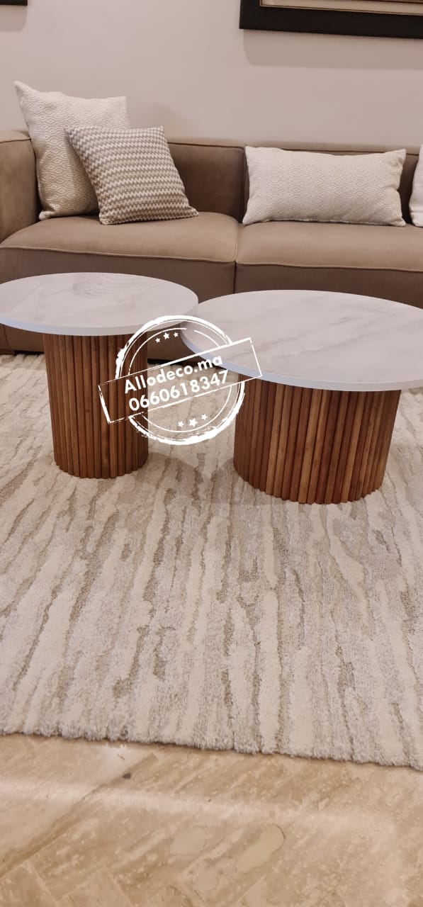 2 Tables basses Nardo Noyer ou Chêne - DUO TABLES BASSES MAROC BARDAGE BOIS