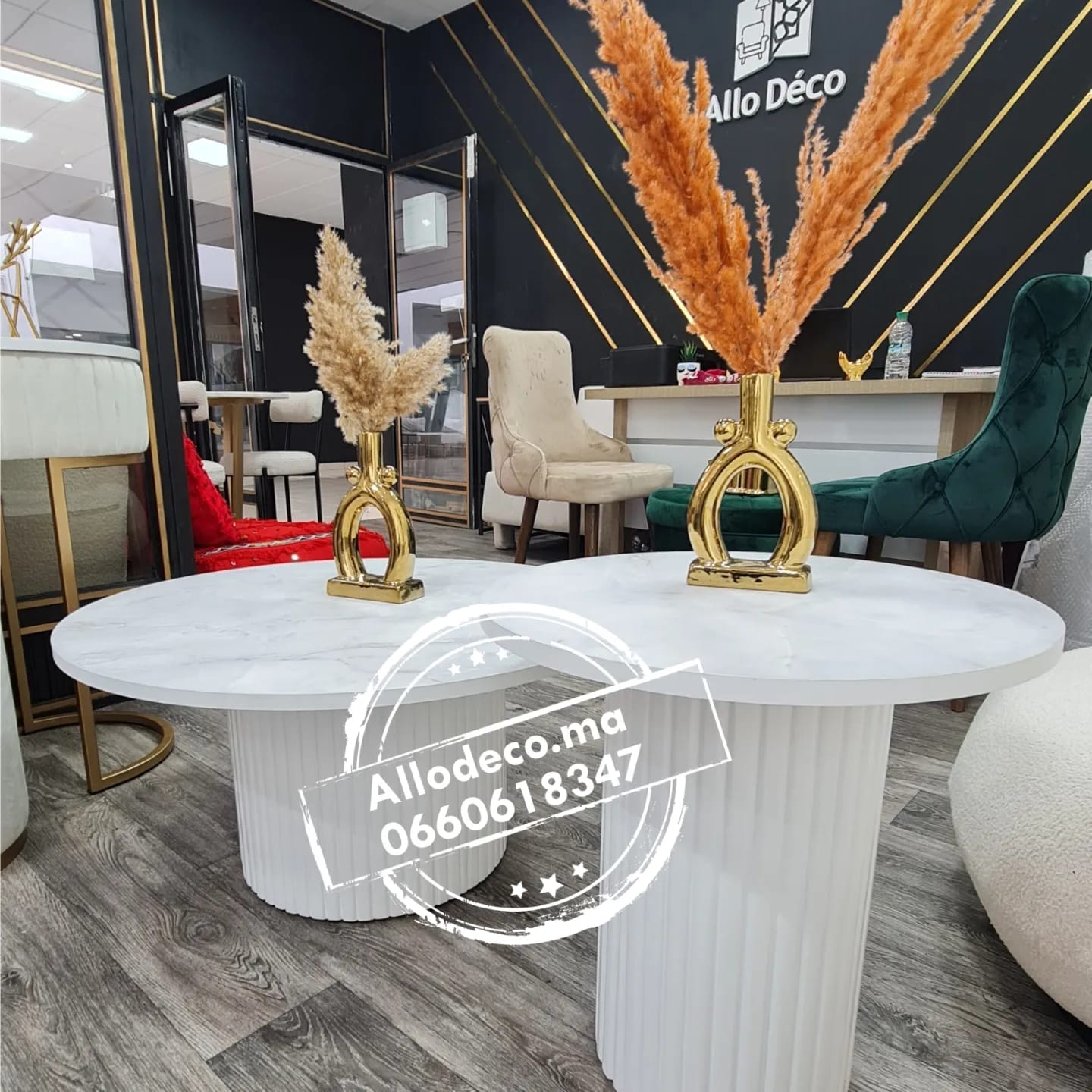 2 tables basses bardage Nardo Blanc - DUO TABLES BASSES MAROC BARDAGE BOIS