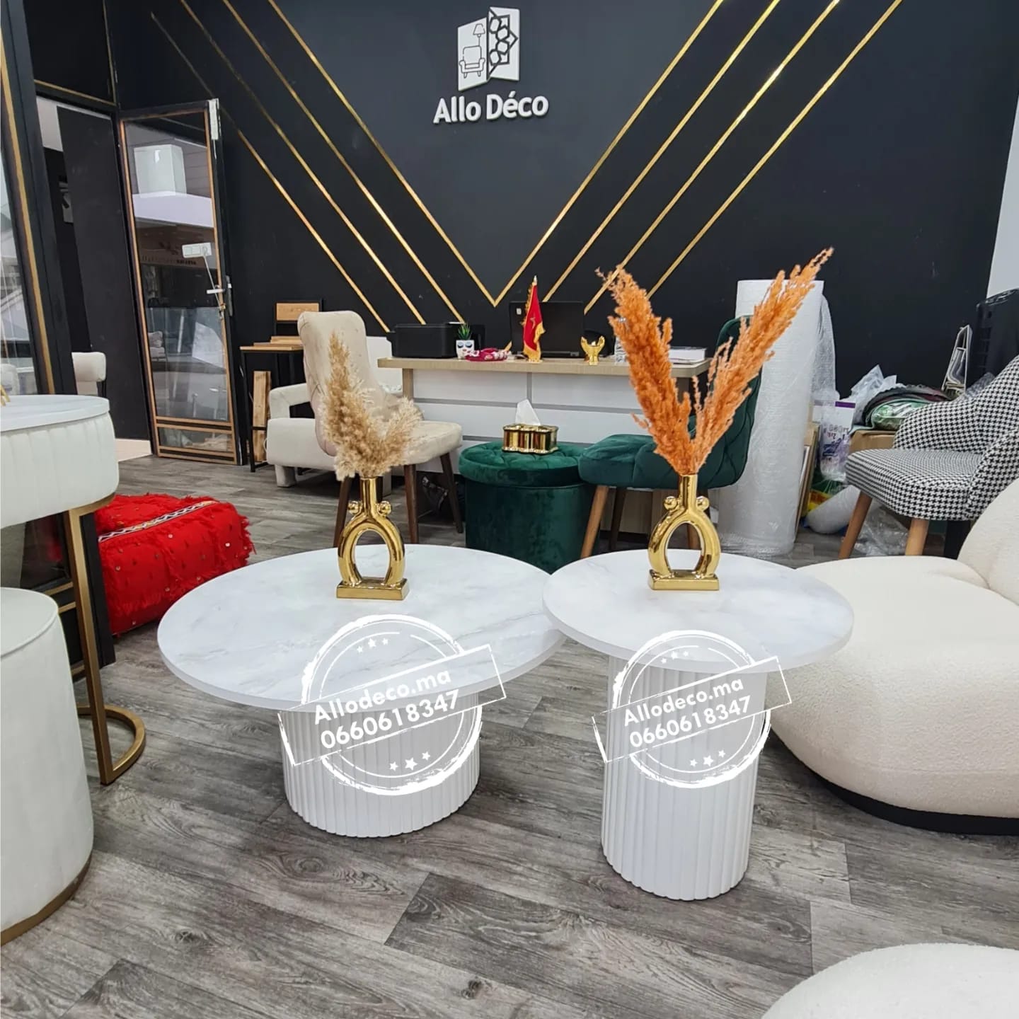 2 tables basses bardage Nardo Blanc - DUO TABLES BASSES MAROC BARDAGE BOIS