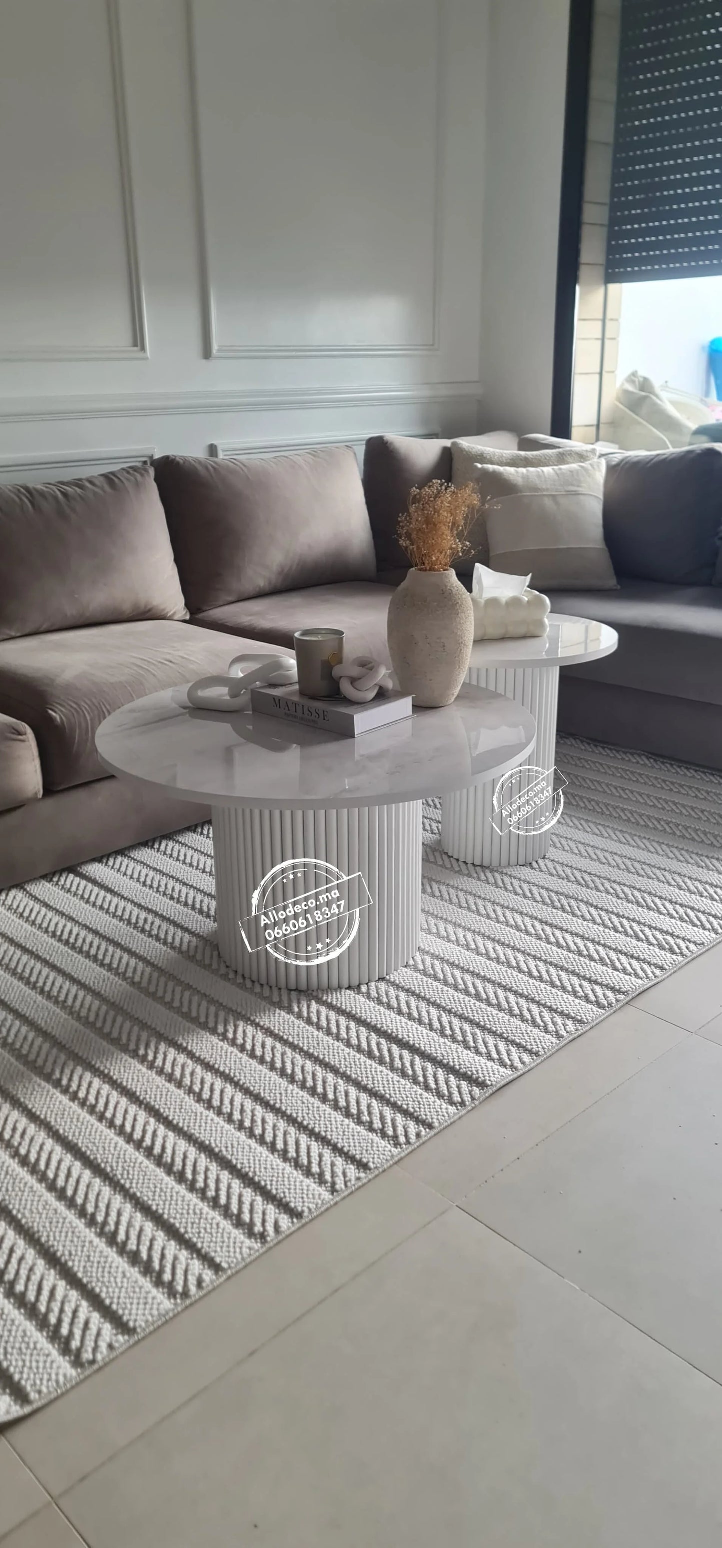 2 tables basses bardage Nardo Blanc - DUO TABLES BASSES MAROC BARDAGE BOIS
