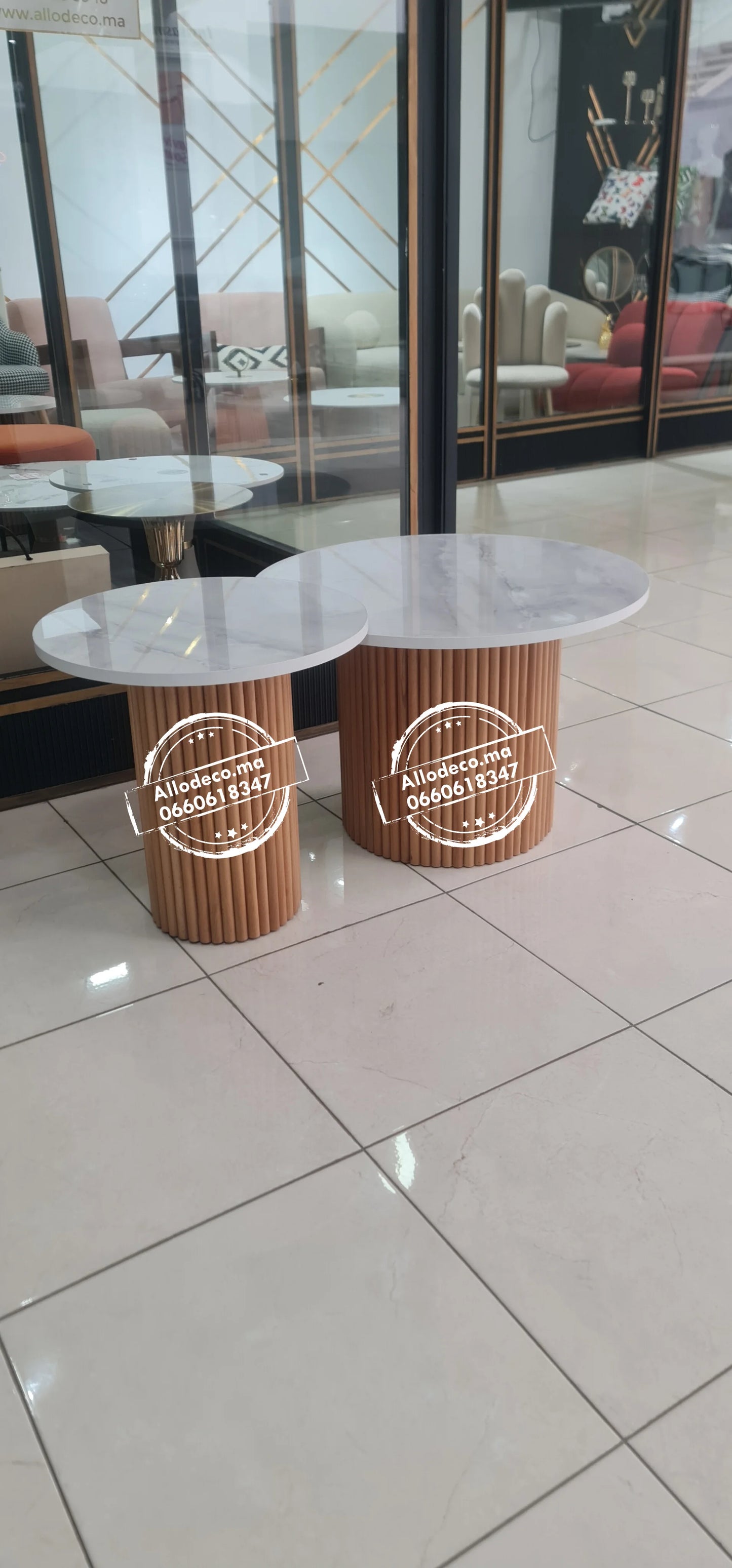 2 Tables basses Nardo Noyer ou Chêne - DUO TABLES BASSES MAROC BARDAGE BOIS