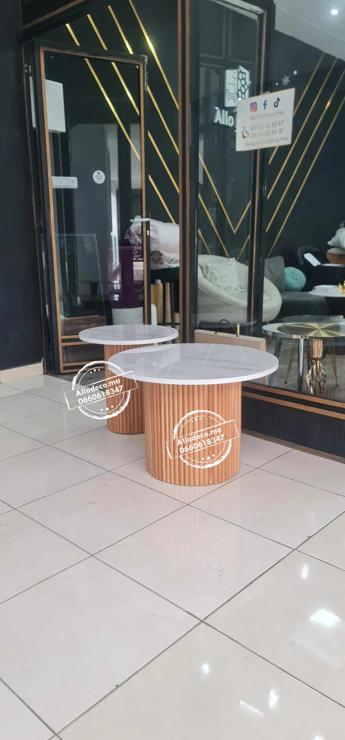 2 Tables basses Nardo Noyer ou Chêne - DUO TABLES BASSES MAROC BARDAGE BOIS