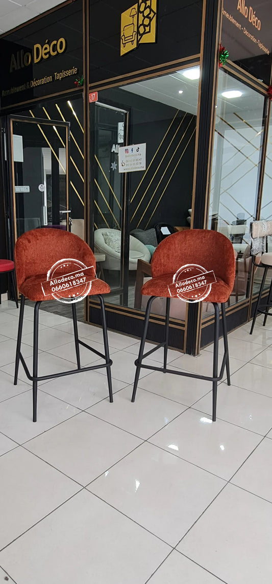 Chaise Bar TUSSMAN - Tabouret Bar Maroc - Tabouret De Bar Tabouret de Bar Tabouret de Bar Tabourets Chaise de Salle à Manger Moderne Décoration de la Maison Pieds de Table Hauts Noirs Tabourets de Bar Velours Confort