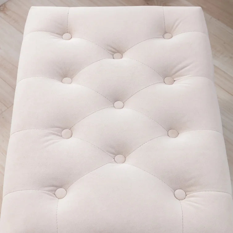 Pouf SPIRA Repose-pieds capitonné en velours luxueux avec support en métal pour chambre à coucher et salon