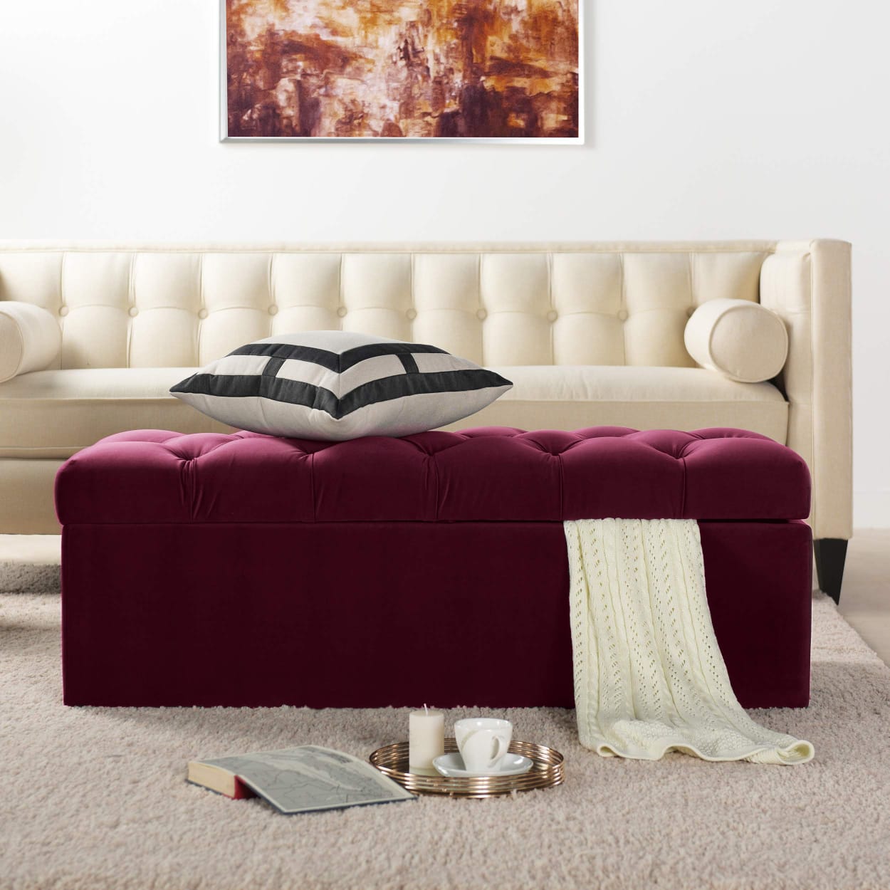 Rangement Pouf Multifonction Banc multicouleur + pouffe Gratuite
