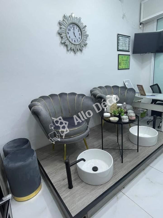 Pack 3 Produits Fauteuil Coquillage + Table C + Tabouret Européen