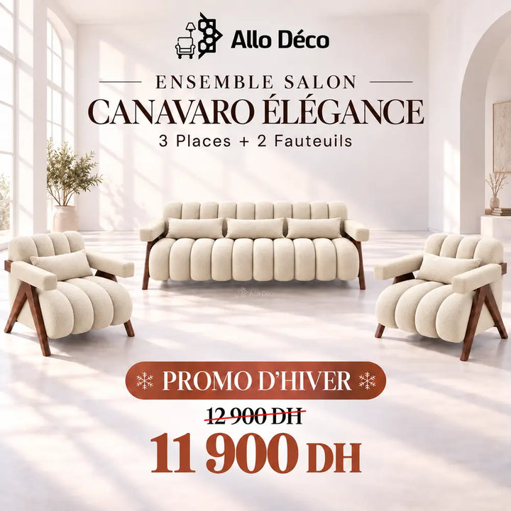 Ensemble Salon CANAVARO Élégance – 3 Places + 2 Fauteuils