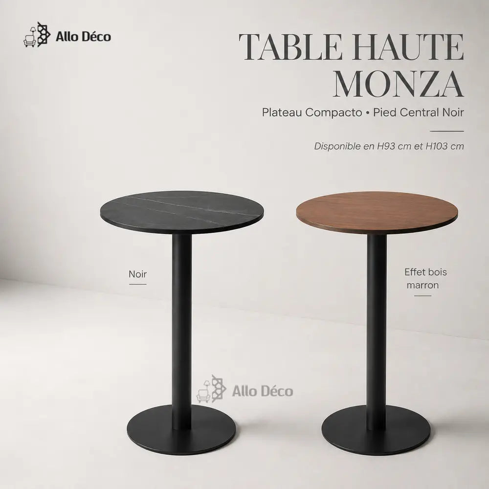 Table Haute MONZA Allodeco – Design Minimaliste & Pied Central