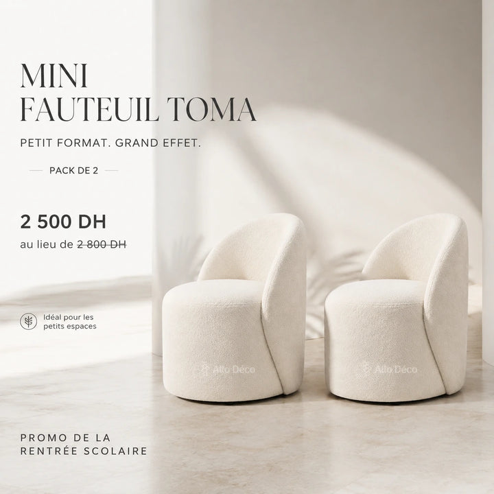 Pack 2 Mini Fauteuils TOMA Allodeco – Compacts & Élégants