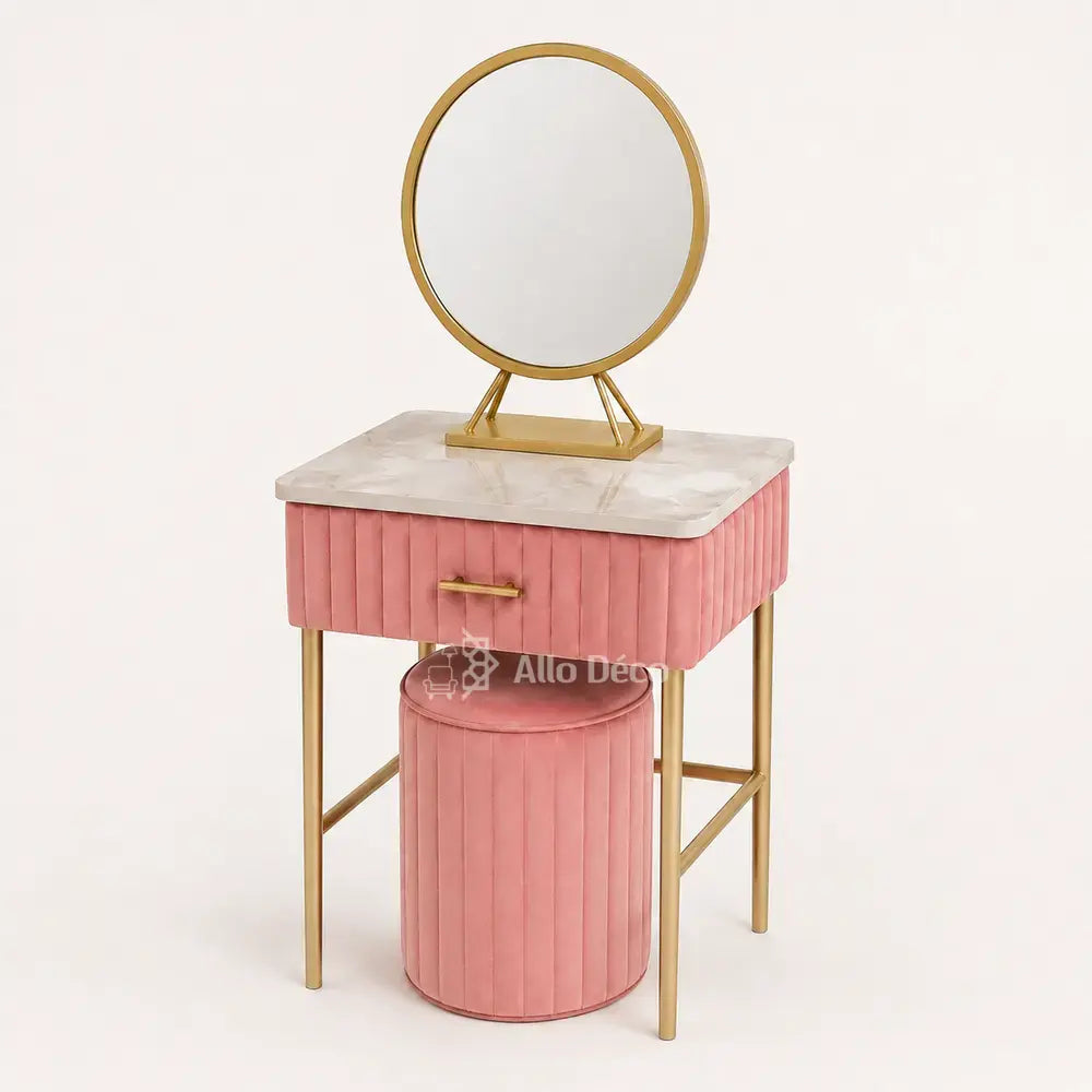 Mini Coiffeuse Princesse Allodeco – Compacte avec Miroir & Pouf