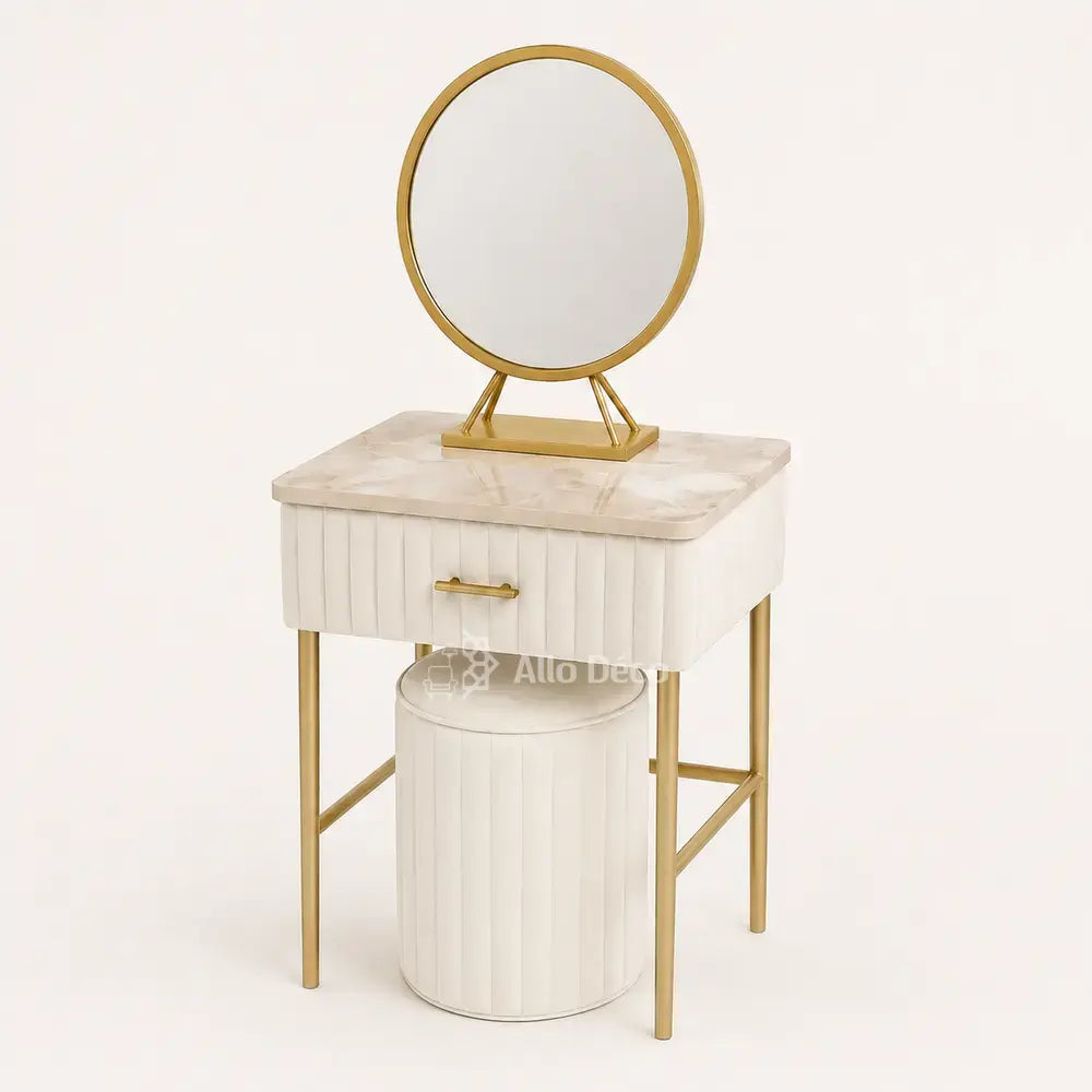 Mini Coiffeuse Princesse Allodeco – Compacte avec Miroir & Pouf