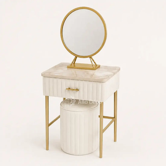 Mini Coiffeuse Princesse Allodeco – Compacte avec Miroir & Pouf