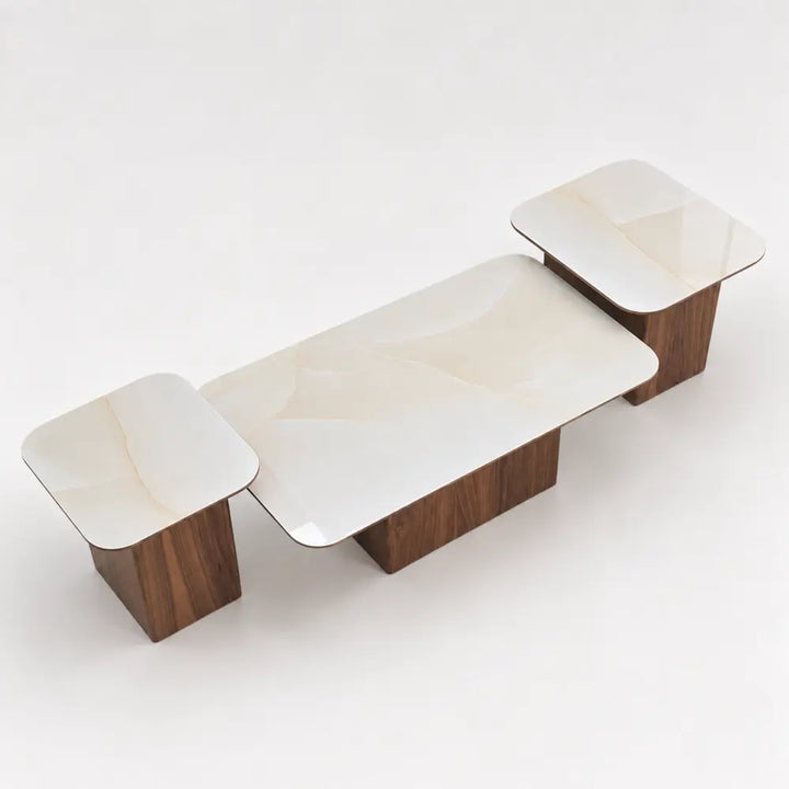 Trio de Tables Basses VARENZA Allodeco – Céramique & Noyer