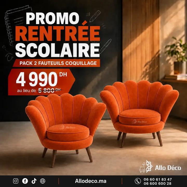 Pack Promo – 2 Fauteuils Coquillage Allodeco
