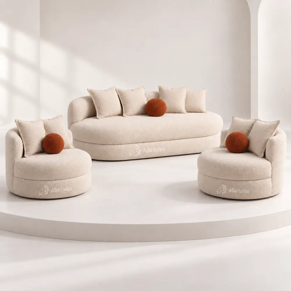 Pack SANTIAGO Allodeco – Canapé 3 Places + 2 Fauteuils BAMBO