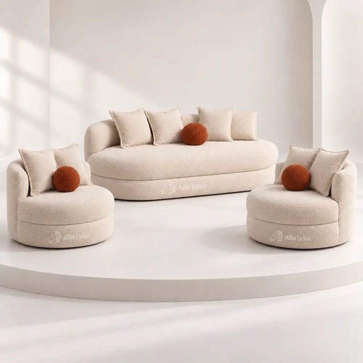 Pack SANTIAGO Allodeco – Canapé 3 Places + 2 Fauteuils BAMBO